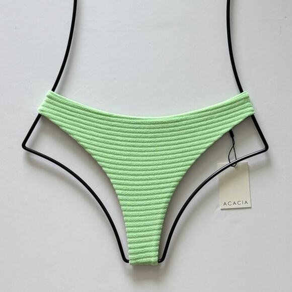 Acacia Swimwear Brazil Terry Ribbed Bikini Bottom - Naupaka – Medium - NWT - Picture 1 of 12